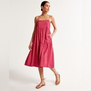 Pink Trapeze Midi Dress